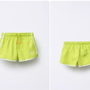 Zara Green Swim Trunks Lightweight Elastic Waist